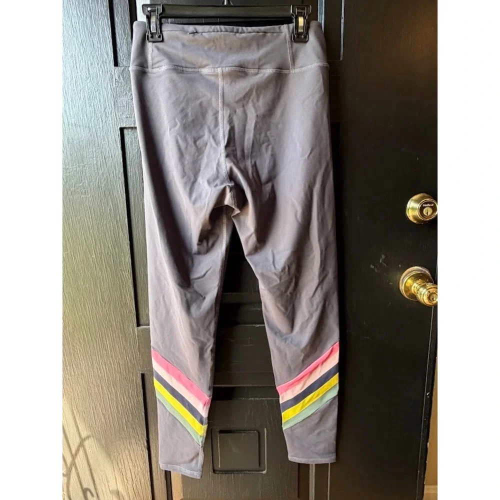 Boden Women Jessica Active Leggings Grey Rainbow Stripe Active Size US 10 New
